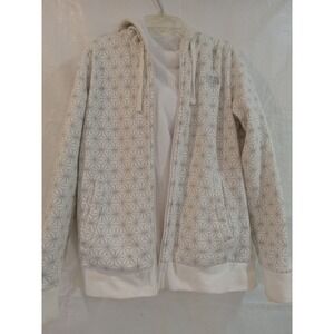 The North Face Geometric Print Fleece Lined Hoodie Zip Up Jacket Womens L